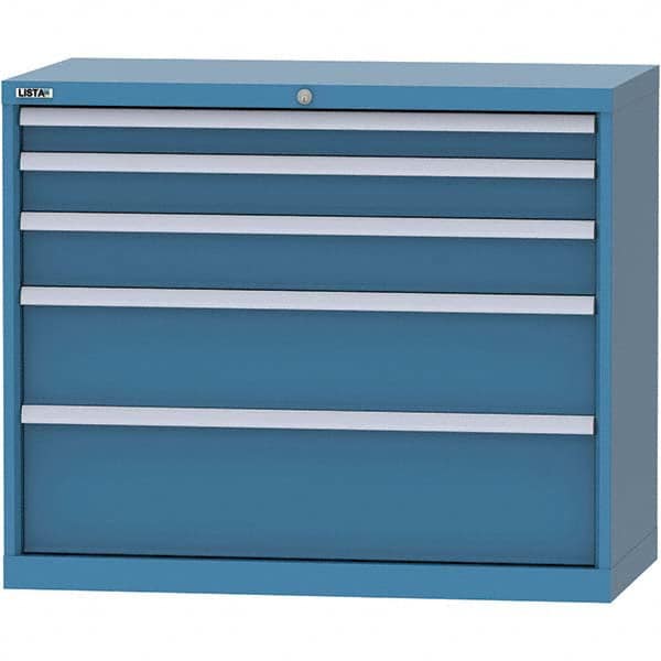 LISTA - 5 Drawer, 84 Compartment Bright Blue Steel Modular Storage Cabinet - Exact Tooling