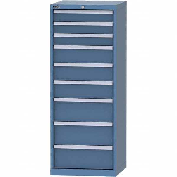 LISTA - 9 Drawer, 84 Compartment Bright Blue Steel Modular Storage Cabinet - Exact Tooling