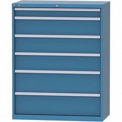 LISTA - 6 Drawer, 84 Compartment Bright Blue Steel Modular Storage Cabinet - Exact Tooling
