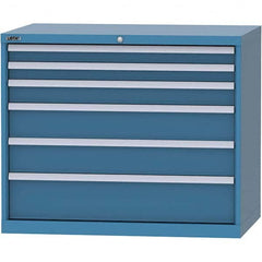 LISTA - 6 Drawer, 99 Compartment Bright Blue Steel Modular Storage Cabinet - Exact Tooling