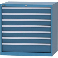 LISTA - 7 Drawer, 84 Compartment Bright Blue Steel Modular Storage Cabinet - Exact Tooling
