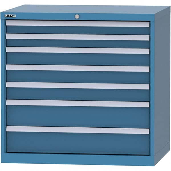 LISTA - 7 Drawer, 84 Compartment Bright Blue Steel Modular Storage Cabinet - Exact Tooling