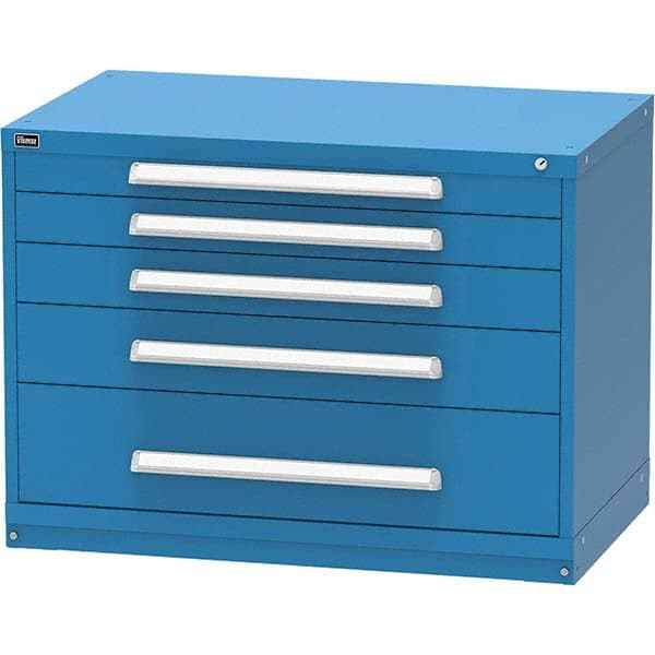 Vidmar - 5 Drawer, 45 Compartment Bright Blue Steel Modular Storage Cabinet - Exact Tooling