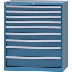 LISTA - 9 Drawer, 84 Compartment Bright Blue Steel Modular Storage Cabinet - Exact Tooling