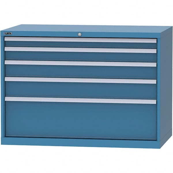 LISTA - 5 Drawer, 99 Compartment Bright Blue Steel Modular Storage Cabinet - Exact Tooling