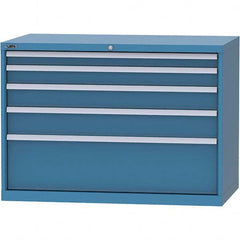 LISTA - 5 Drawer, 99 Compartment Bright Blue Steel Modular Storage Cabinet - Exact Tooling