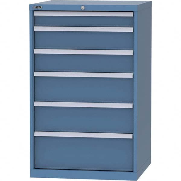 LISTA - 6 Drawer, 45 Compartment Bright Blue Steel Modular Storage Cabinet - Exact Tooling