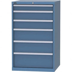 LISTA - 6 Drawer, 45 Compartment Bright Blue Steel Modular Storage Cabinet - Exact Tooling