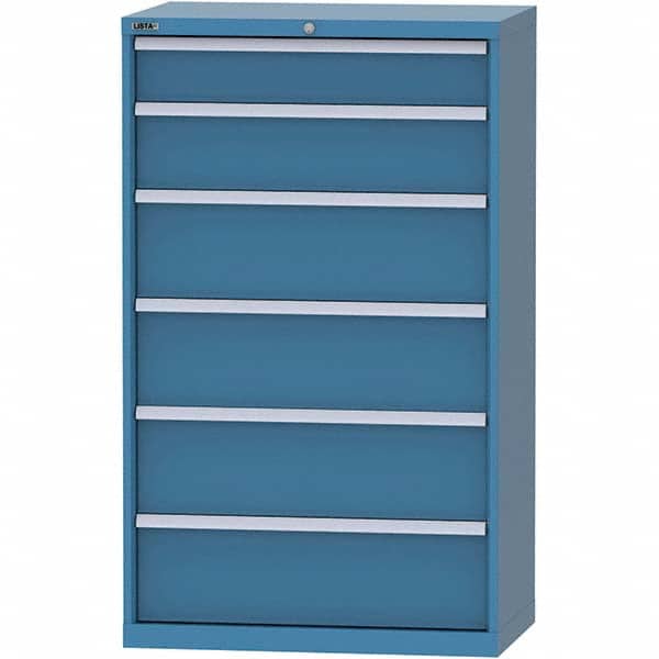 LISTA - 6 Drawer, 84 Compartment Bright Blue Steel Modular Storage Cabinet - Exact Tooling