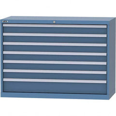 LISTA - 7 Drawer, 99 Compartment Bright Blue Steel Modular Storage Cabinet - Exact Tooling