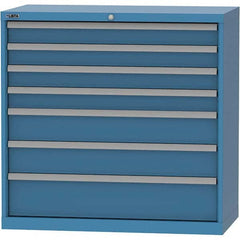 LISTA - 7 Drawer, 84 Compartment Bright Blue Steel Modular Storage Cabinet - Exact Tooling
