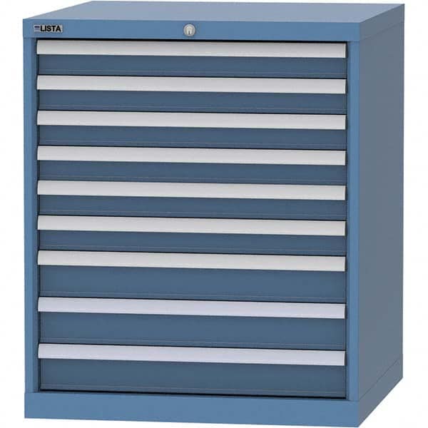LISTA - 9 Drawer, 45 Compartment Bright Blue Steel Modular Storage Cabinet - Exact Tooling