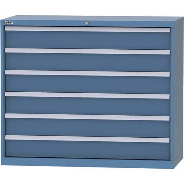 LISTA - 6 Drawer, 99 Compartment Bright Blue Steel Modular Storage Cabinet - Exact Tooling