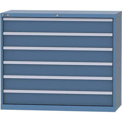 LISTA - 6 Drawer, 99 Compartment Bright Blue Steel Modular Storage Cabinet - Exact Tooling