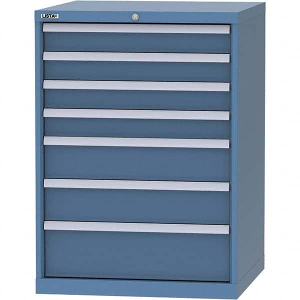 LISTA - 7 Drawer, 45 Compartment Bright Blue Steel Modular Storage Cabinet - Exact Tooling