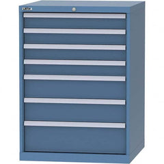 LISTA - 7 Drawer, 45 Compartment Bright Blue Steel Modular Storage Cabinet - Exact Tooling