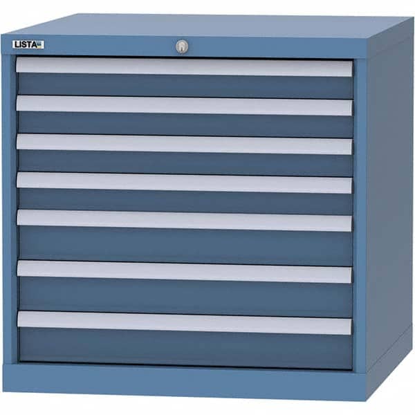LISTA - 7 Drawer, 45 Compartment Red Steel Modular Storage Cabinet - Exact Tooling