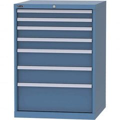 LISTA - 7 Drawer, 45 Compartment Bright Blue Steel Modular Storage Cabinet - Exact Tooling