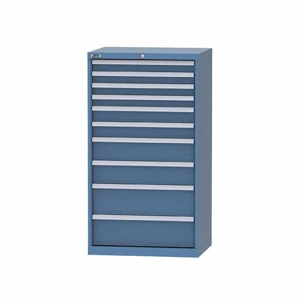 LISTA - 8 Drawer, 124 Compartment Bright Blue Steel Modular Storage Cabinet - Exact Tooling