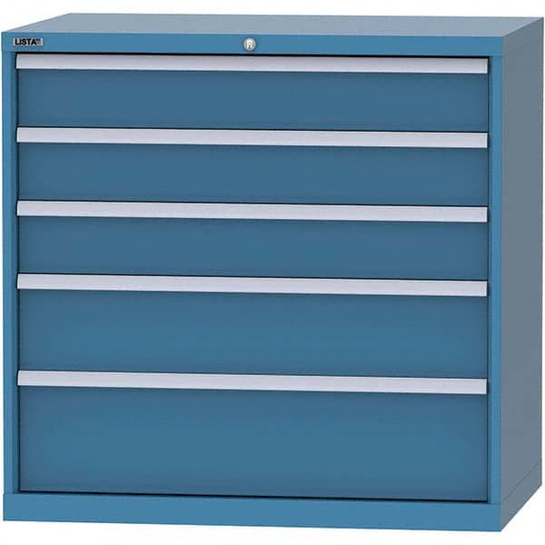 LISTA - 4 Drawer, 99 Compartment Bright Blue Steel Modular Storage Cabinet - Exact Tooling