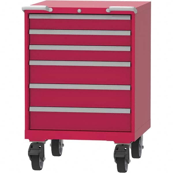 LISTA - 6 Drawer, 45 Compartment Red Steel Modular Storage Cabinet - Exact Tooling