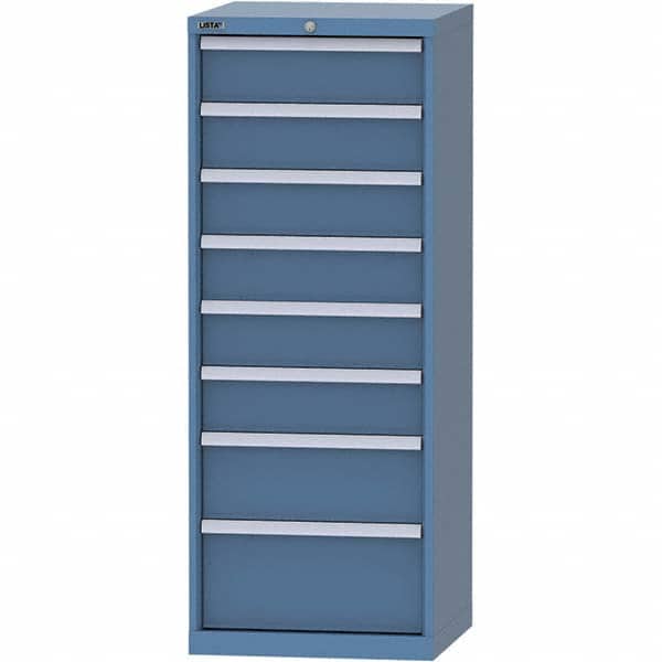 LISTA - 8 Drawer, 84 Compartment Bright Blue Steel Modular Storage Cabinet - Exact Tooling