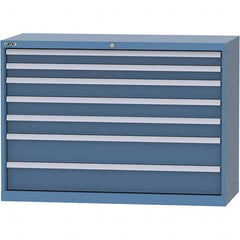 LISTA - 7 Drawer, 99 Compartment Bright Blue Steel Modular Storage Cabinet - Exact Tooling