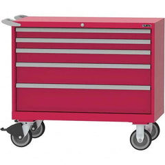 LISTA - 5 Drawer, 84 Compartment Red Steel Modular Storage Cabinet - Exact Tooling