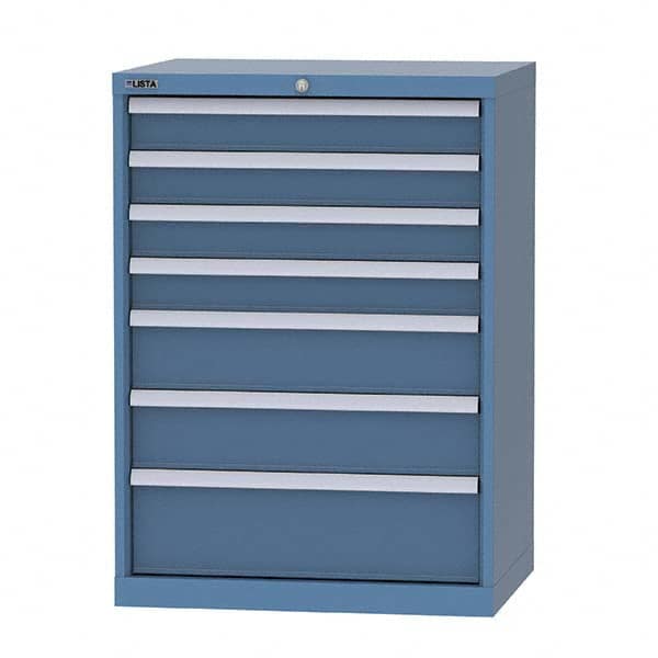 LISTA - 6 Drawer, 124 Compartment Bright Blue Steel Modular Storage Cabinet - Exact Tooling
