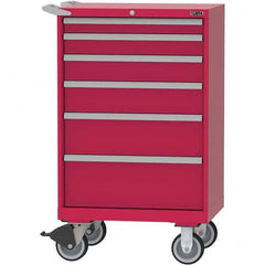 LISTA - 6 Drawer, 124 Compartment Red Steel Modular Storage Cabinet - Exact Tooling