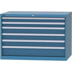 LISTA - 6 Drawer, 84 Compartment Bright Blue Steel Modular Storage Cabinet - Exact Tooling