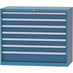 LISTA - 7 Drawer, 84 Compartment Bright Blue Steel Modular Storage Cabinet - Exact Tooling
