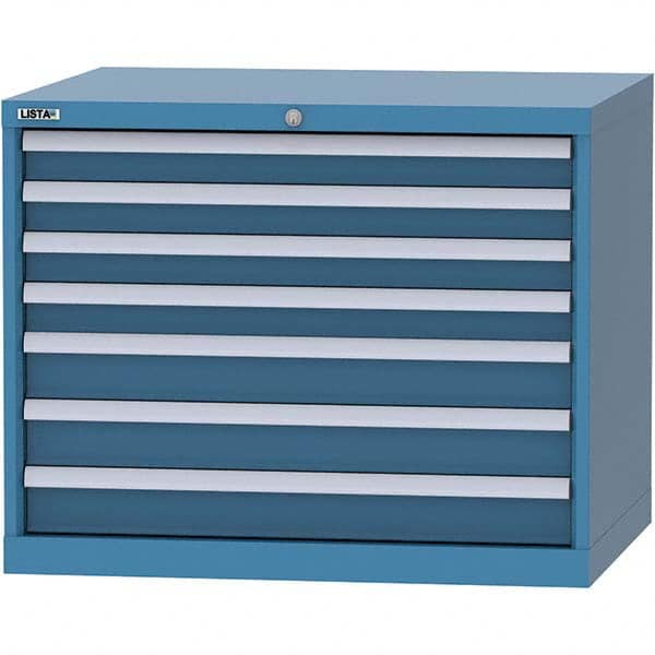 LISTA - 7 Drawer, 84 Compartment Bright Blue Steel Modular Storage Cabinet - Exact Tooling