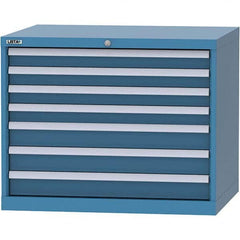 LISTA - 7 Drawer, 84 Compartment Bright Blue Steel Modular Storage Cabinet - Exact Tooling