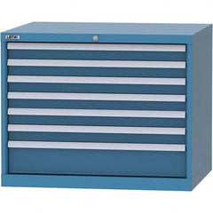 LISTA - 7 Drawer, 84 Compartment Bright Blue Steel Modular Storage Cabinet - Exact Tooling