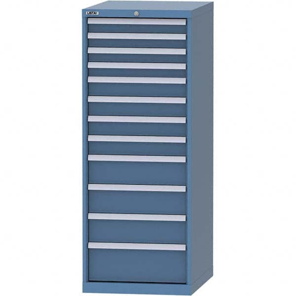 LISTA - 12 Drawer, 99 Compartment Bright Blue Steel Modular Storage Cabinet - Exact Tooling