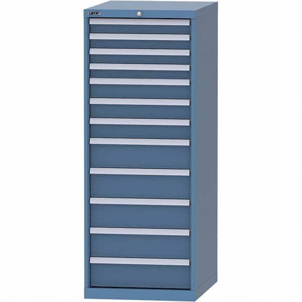 LISTA - 12 Drawer, 99 Compartment Bright Blue Steel Modular Storage Cabinet - Exact Tooling