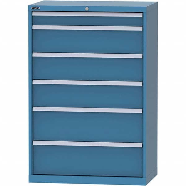 LISTA - 6 Drawer, 84 Compartment Bright Blue Steel Modular Storage Cabinet - Exact Tooling