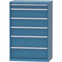 LISTA - 6 Drawer, 84 Compartment Bright Blue Steel Modular Storage Cabinet - Exact Tooling