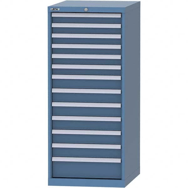 LISTA - 13 Drawer, 99 Compartment Bright Blue Steel Modular Storage Cabinet - Exact Tooling