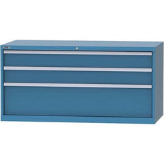 LISTA - 3 Drawer, 84 Compartment Bright Blue Steel Modular Storage Cabinet - Exact Tooling