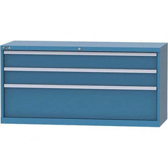 LISTA - 3 Drawer, 84 Compartment Bright Blue Steel Modular Storage Cabinet - Exact Tooling