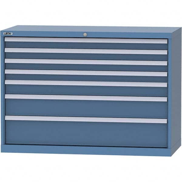 LISTA - 7 Drawer, 99 Compartment Bright Blue Steel Modular Storage Cabinet - Exact Tooling