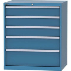 LISTA - 5 Drawer, 84 Compartment Bright Blue Steel Modular Storage Cabinet - Exact Tooling
