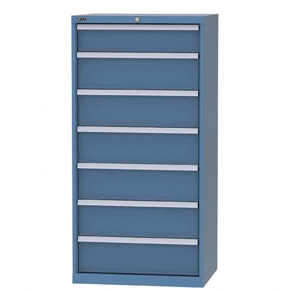 LISTA - 6 Drawer, 124 Compartment Bright Blue Steel Modular Storage Cabinet - Exact Tooling