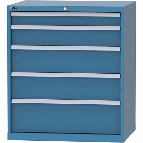 LISTA - 5 Drawer, 84 Compartment Bright Blue Steel Modular Storage Cabinet - Exact Tooling