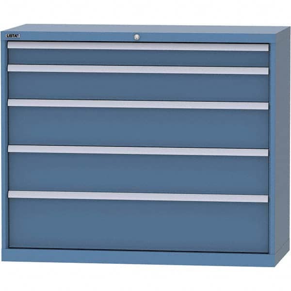 LISTA - 5 Drawer, 99 Compartment Bright Blue Steel Modular Storage Cabinet - Exact Tooling