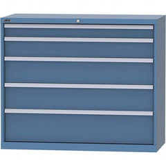 LISTA - 5 Drawer, 99 Compartment Bright Blue Steel Modular Storage Cabinet - Exact Tooling
