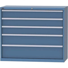 LISTA - 5 Drawer, 99 Compartment Bright Blue Steel Modular Storage Cabinet - Exact Tooling
