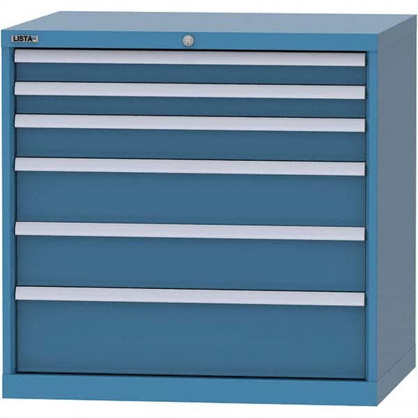 LISTA - 6 Drawer, 84 Compartment Bright Blue Steel Modular Storage Cabinet - Exact Tooling